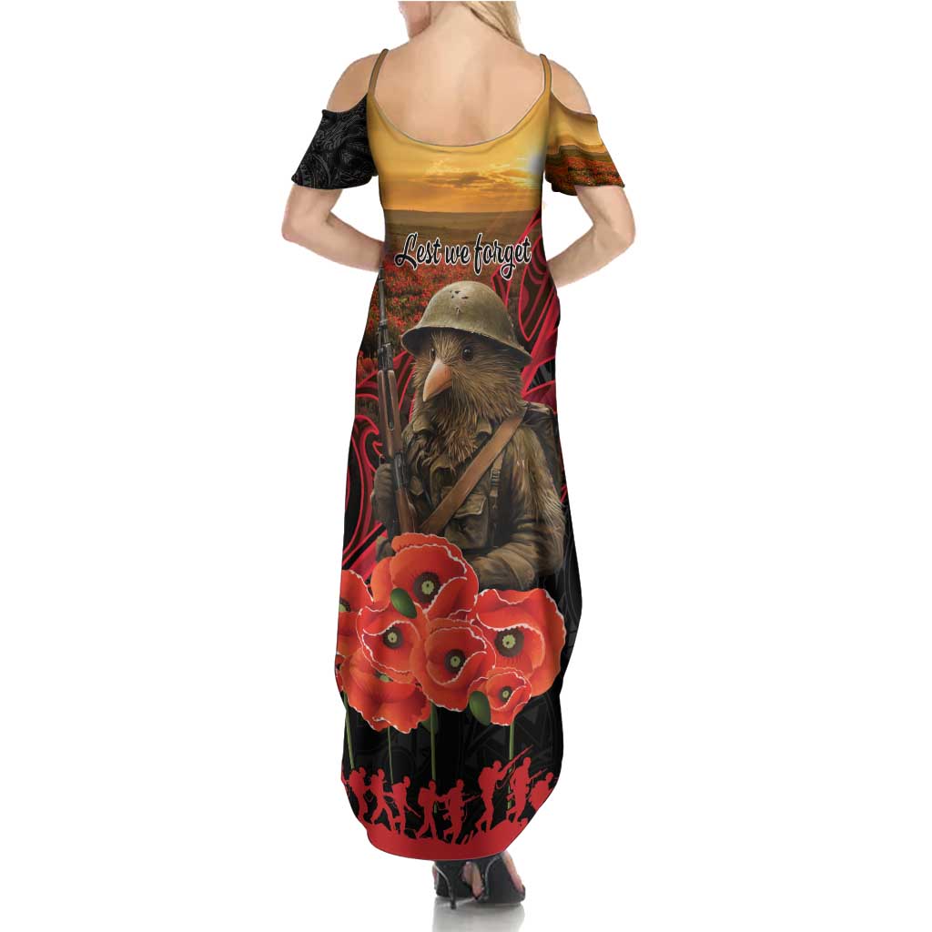 Maori Kiwi Soldier Fern Tattoo ANZAC Day Summer Maxi Dress Lest We Forget