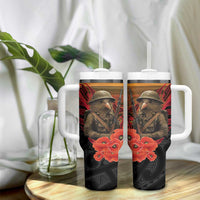 Maori Kiwi Soldier Fern Tattoo ANZAC Day Tumbler With Handle Lest We Forget
