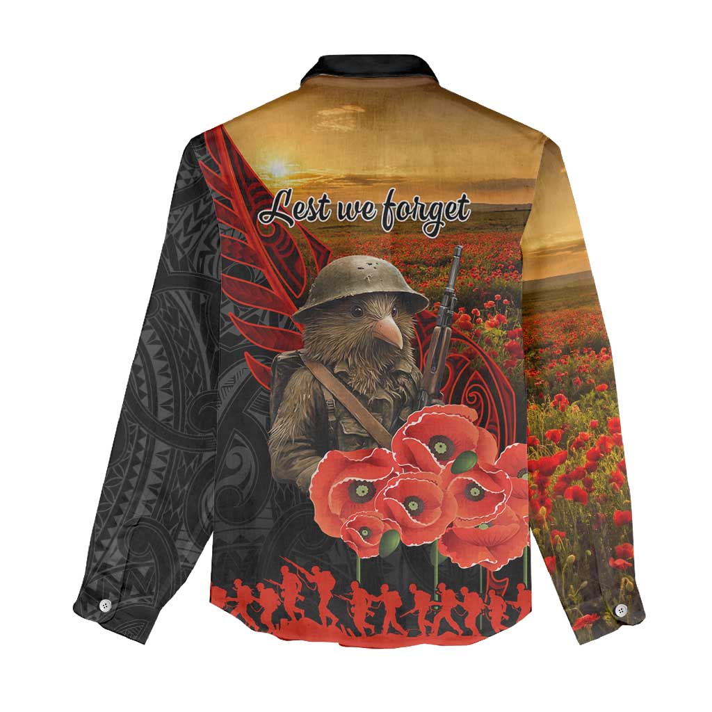 Maori Kiwi Soldier Fern Tattoo ANZAC Day Women Casual Shirt Lest We Forget LT9 - Polynesian Pride