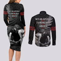 New Zealand Mother's Day Couples Matching Long Sleeve Bodycon Dress and Long Sleeve Button Shirt Maori Hongi Aroha Ahau Ki A Koe Mama LT9 - Polynesian Pride