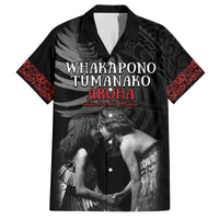 New Zealand Mother's Day Family Matching Puletasi and Hawaiian Shirt Maori Hongi Aroha Ahau Ki A Koe Mama LT9 Dad's Shirt - Short Sleeve Black - Polynesian Pride