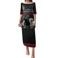 New Zealand Mother's Day Family Matching Puletasi and Hawaiian Shirt Maori Hongi Aroha Ahau Ki A Koe Mama LT9 Mom's Dress Black - Polynesian Pride