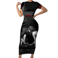 New Zealand Mother's Day Family Matching Short Sleeve Bodycon Dress and Hawaiian Shirt Maori Hongi Aroha Ahau Ki A Koe Mama LT9 Mom's Dress Black - Polynesian Pride