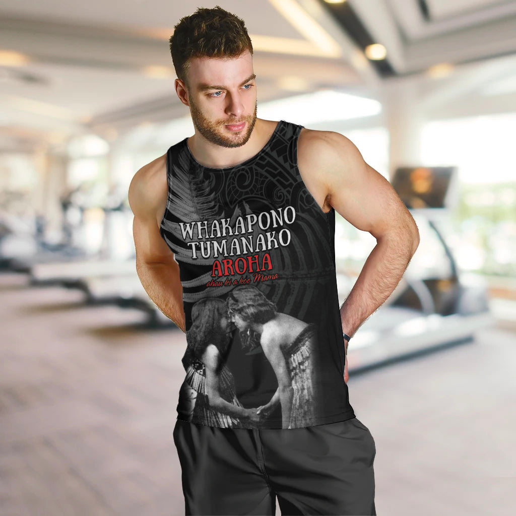 New Zealand Mother's Day Men Tank Top Maori Hongi Aroha Ahau Ki A Koe Mama LT9 Black - Polynesian Pride