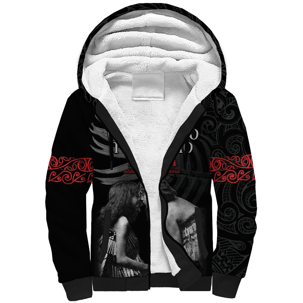 New Zealand Mother's Day Sherpa Hoodie Maori Hongi Aroha Ahau Ki A Koe Mama LT9 Unisex Black - Polynesian Pride