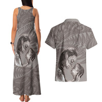New Zealand Mother's Day Couples Matching Tank Maxi Dress and Hawaiian Shirt Maori Mo Toku Mama Silver Fern
