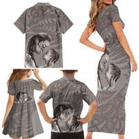 New Zealand Mother's Day Family Matching Short Sleeve Bodycon Dress and Hawaiian Shirt Maori Mo Toku Mama Silver Fern