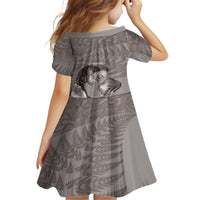 New Zealand Mother's Day Kid Short Sleeve Dress Maori Mo Toku Mama Silver Fern LT9 - Polynesian Pride