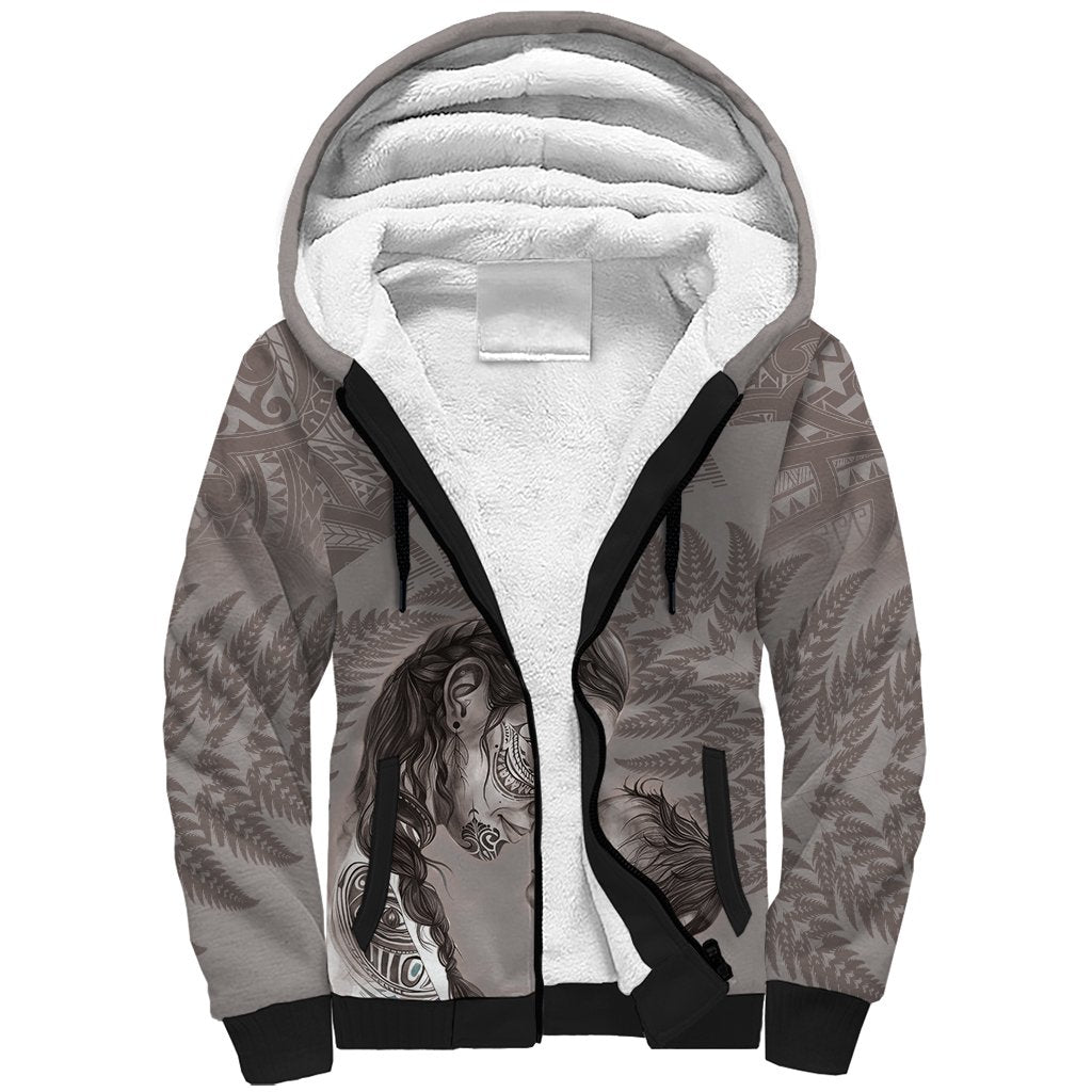 New Zealand Mother's Day Sherpa Hoodie - Maori Mo Toku Mama Silver Fern LT9 Unisex Nude - Polynesian Pride