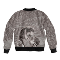 New Zealand Mother's Day Sleeve Zip Bomber Jacket Maori Mo Toku Mama Silver Fern