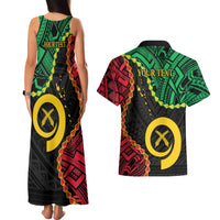 Personalised Vanuatu 44th Anniversary Couples Matching Tank Maxi Dress and Hawaiian Shirt Tugeta Yumi Selebretem Indipendens Dei LT9 - Polynesian Pride