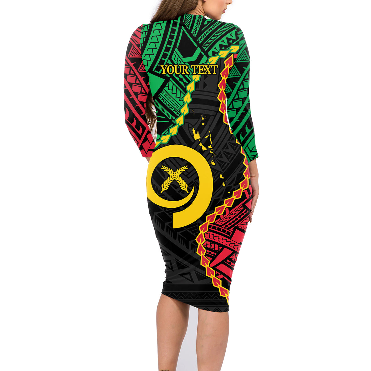 Personalised Vanuatu 44th Anniversary Family Matching Long Sleeve Bodycon Dress and Hawaiian Shirt Tugeta Yumi Selebretem Indipendens Dei LT9 - Polynesian Pride
