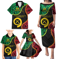 Personalised Vanuatu 44th Anniversary Family Matching Puletasi and Hawaiian Shirt Tugeta Yumi Selebretem Indipendens Dei LT9 - Polynesian Pride