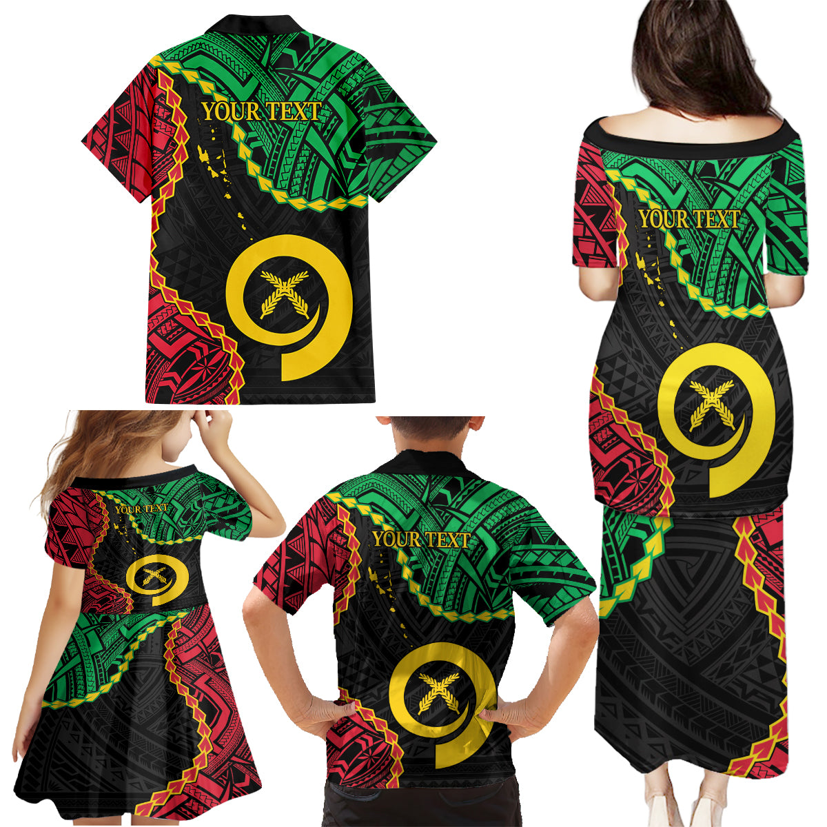 Personalised Vanuatu 44th Anniversary Family Matching Puletasi and Hawaiian Shirt Tugeta Yumi Selebretem Indipendens Dei LT9 - Polynesian Pride