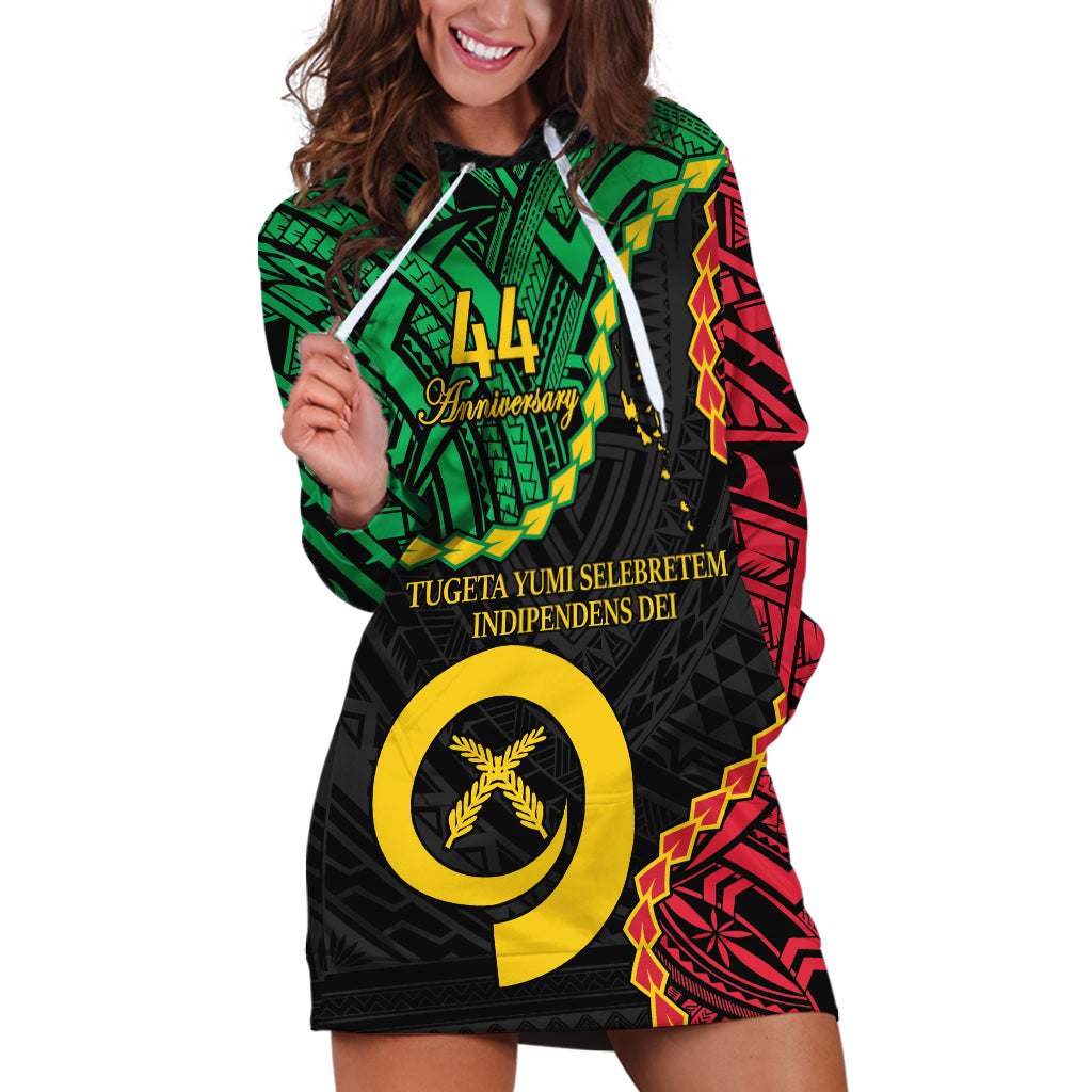 Personalised Vanuatu 44th Anniversary Hoodie Dress Tugeta Yumi Selebretem Indipendens Dei