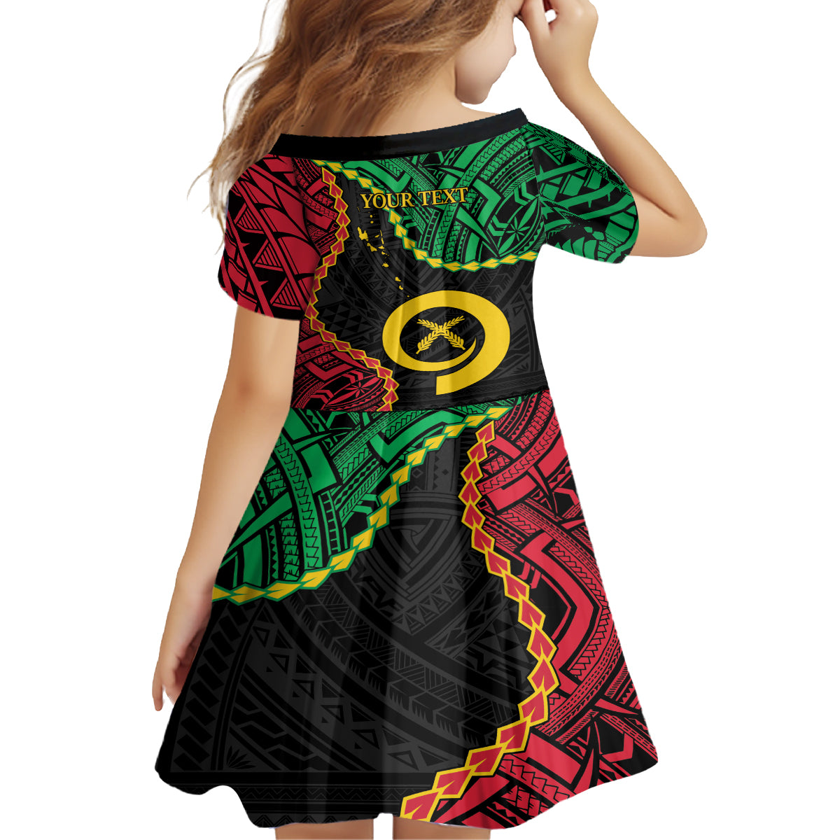 Personalised Vanuatu 44th Anniversary Kid Short Sleeve Dress Tugeta Yumi Selebretem Indipendens Dei