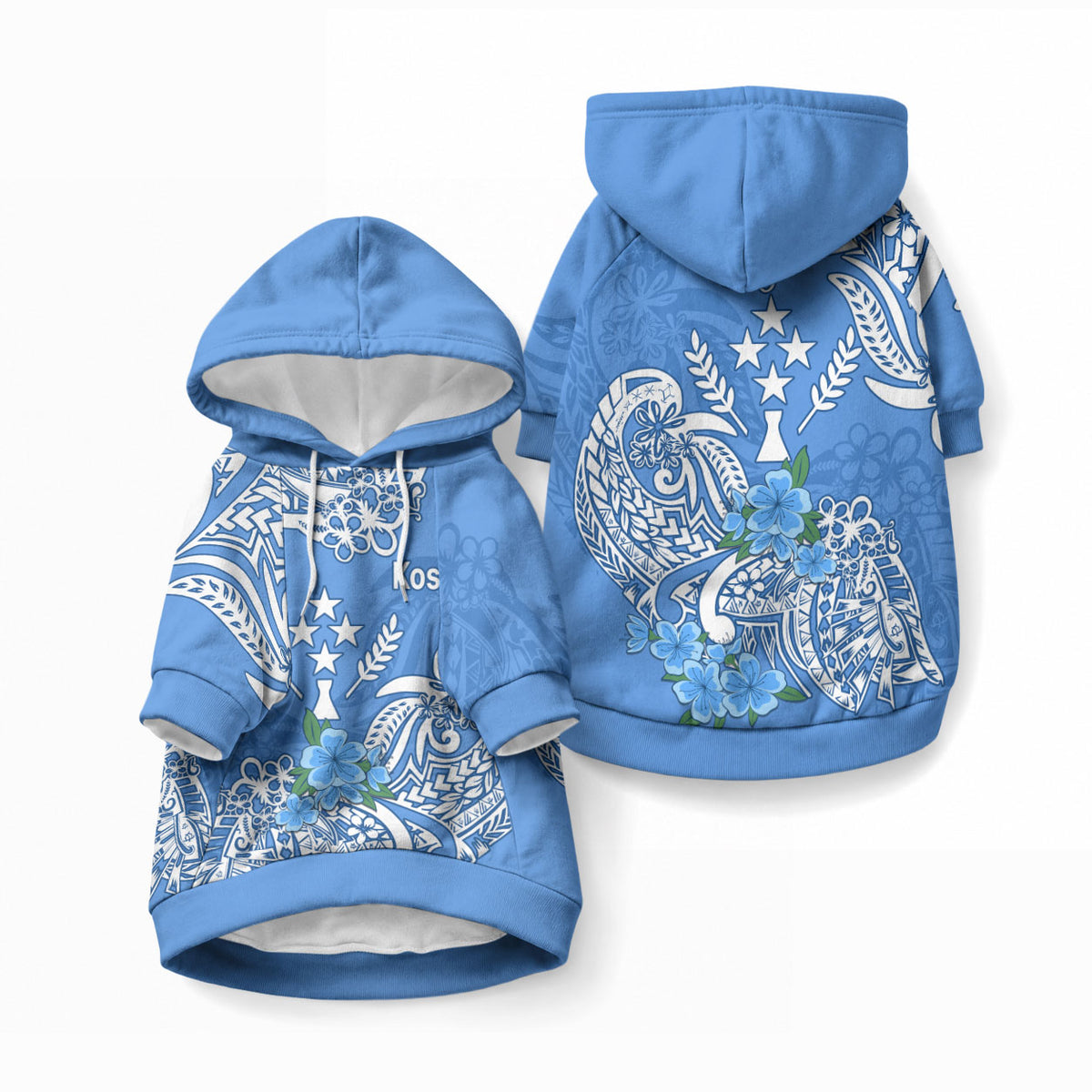 FSM Kosrae State Pet Hoodie Polynesian Floral Tribal LT9 Pullover Blue - Polynesian Pride
