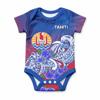 Tahiti Baby Onesie Polynesian Floral Tribal LT9 Blue - Polynesian Pride