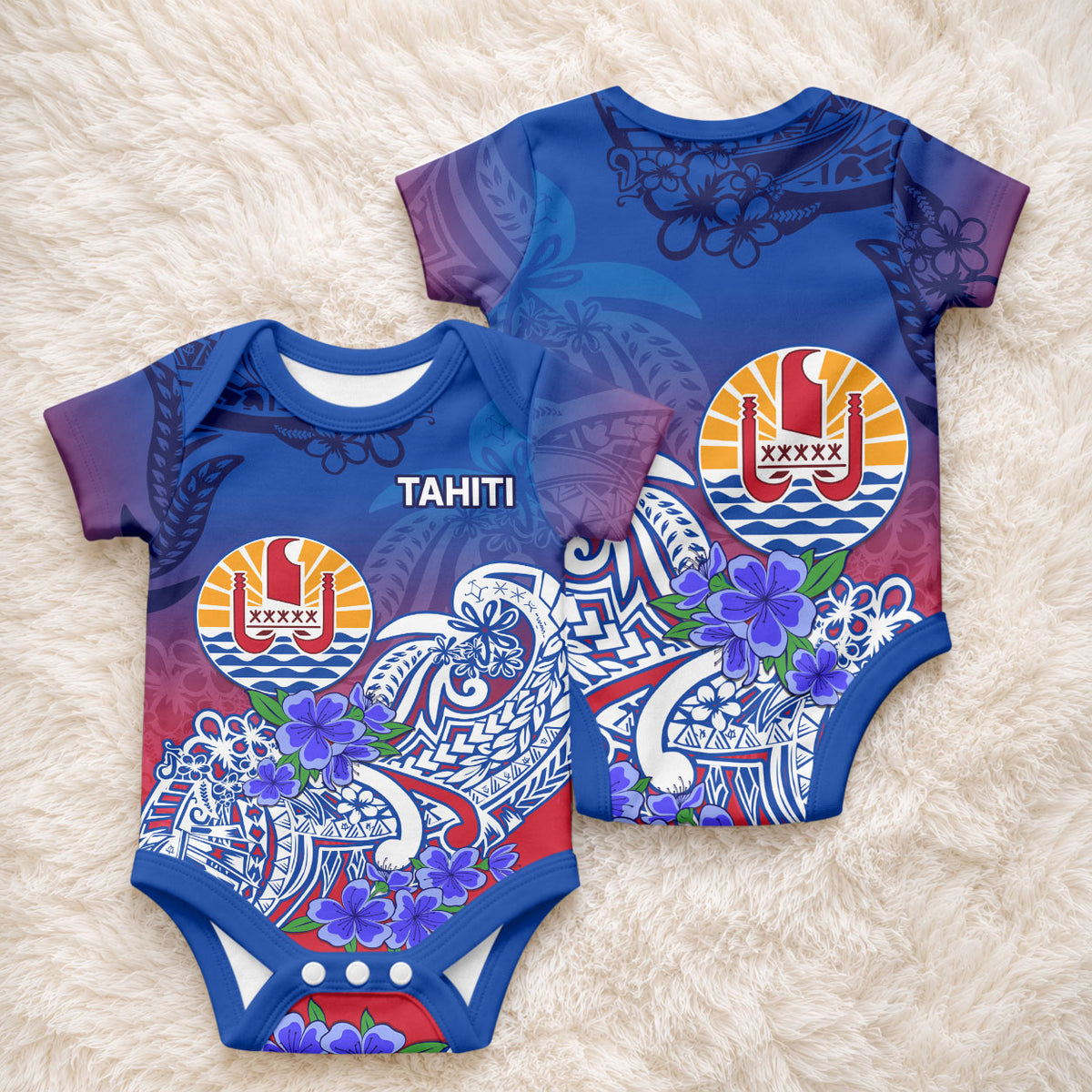 Tahiti Baby Onesie Polynesian Floral Tribal LT9 - Polynesian Pride