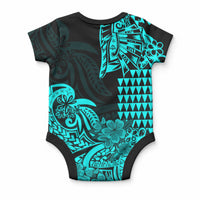 Hawaii Kakau Baby Onesie Polynesian Floral Tribal Aqua Version LT9 - Polynesian Pride