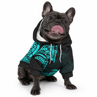 Hawaii Kakau Pet Hoodie Polynesian Floral Tribal Aqua Version LT9 - Polynesian Pride