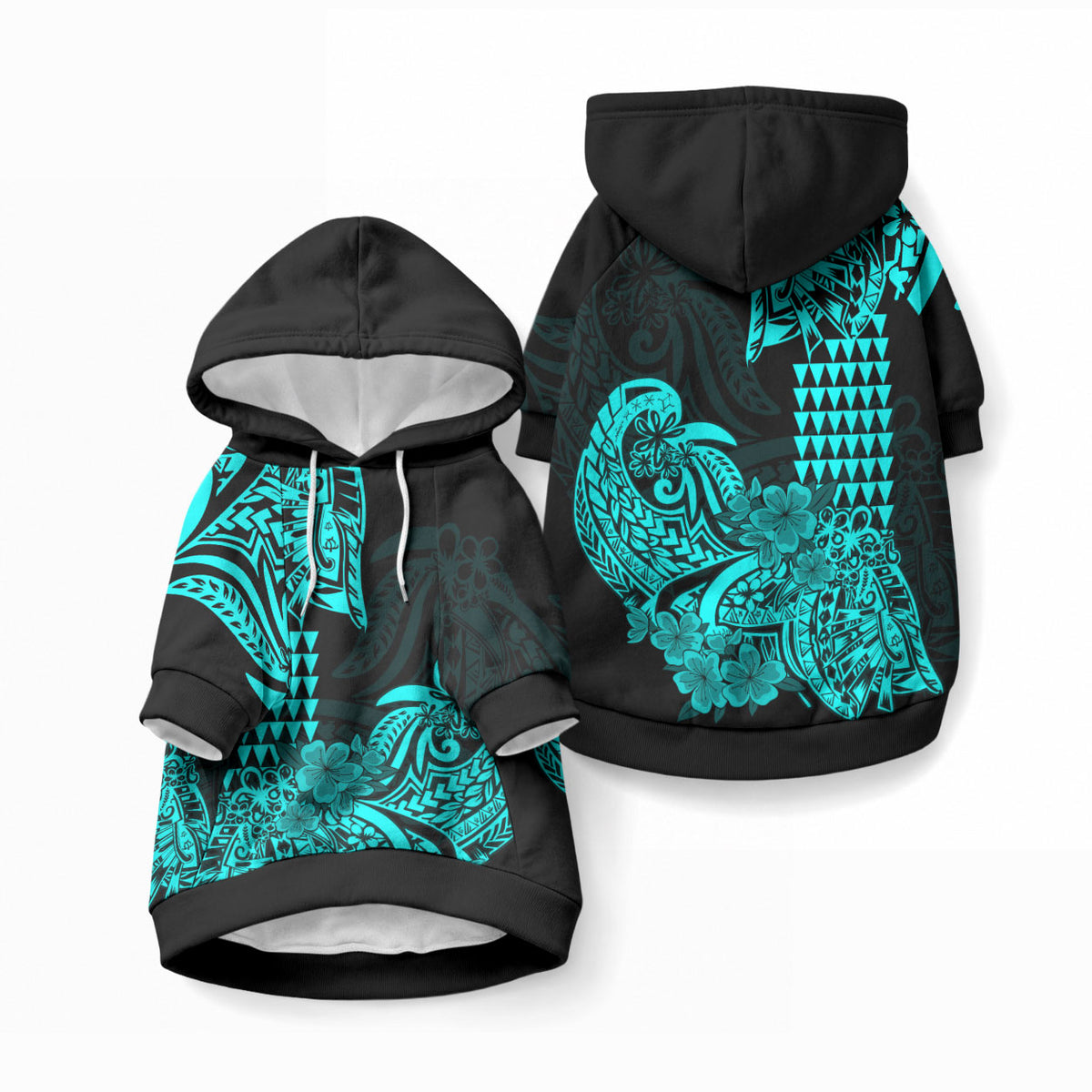 Hawaii Kakau Pet Hoodie Polynesian Floral Tribal Aqua Version LT9 Pullover Aqua - Polynesian Pride