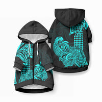 Hawaii Kakau Pet Hoodie Polynesian Floral Tribal Aqua Version LT9 Zip-up Aqua - Polynesian Pride