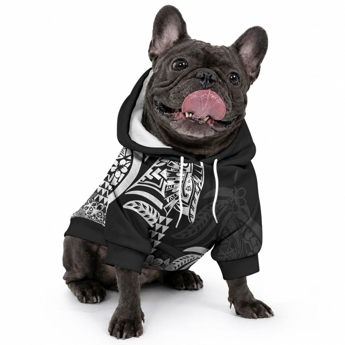 Hawaii Kakau Pet Hoodie Polynesian Floral Tribal Black Version LT9 - Polynesian Pride