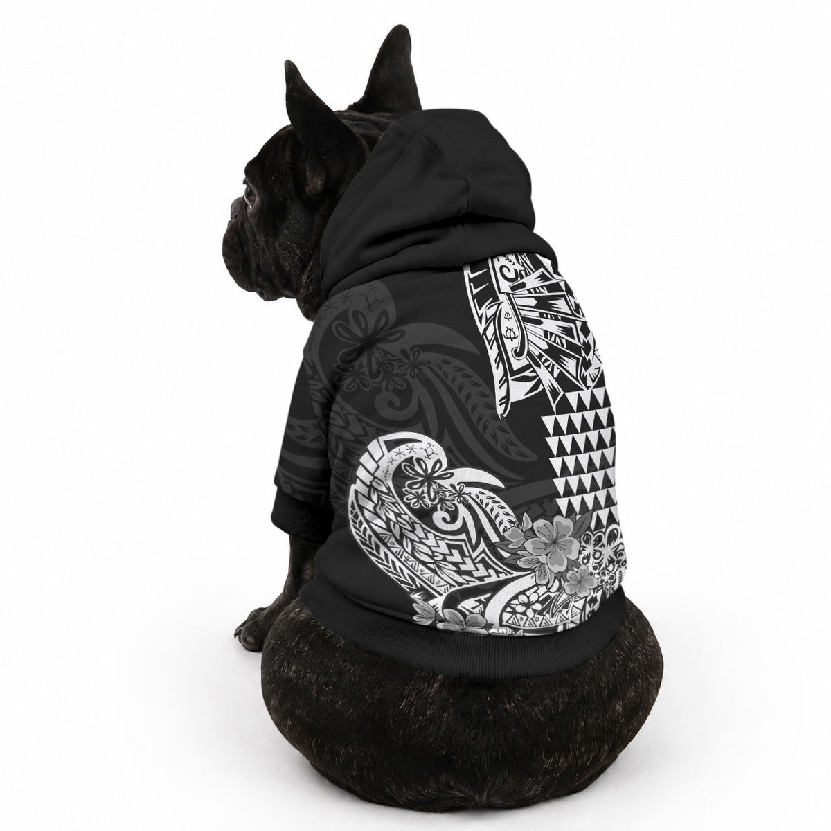 Hawaii Kakau Pet Hoodie Polynesian Floral Tribal Black Version LT9 - Polynesian Pride