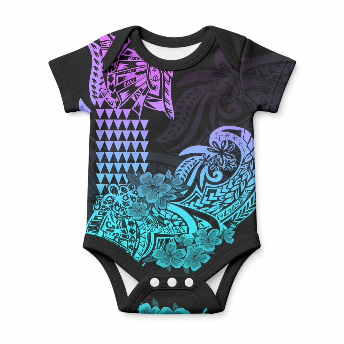 Hawaii Kakau Baby Onesie Polynesian Floral Tribal Heliotrope Version LT9 Heliotrope - Polynesian Pride