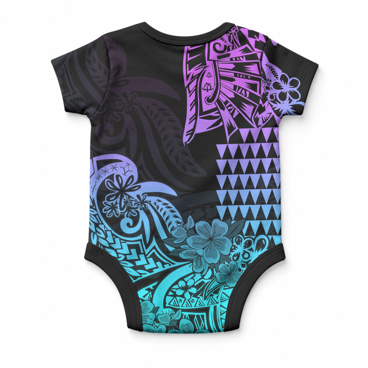 Hawaii Kakau Baby Onesie Polynesian Floral Tribal Heliotrope Version LT9 - Polynesian Pride