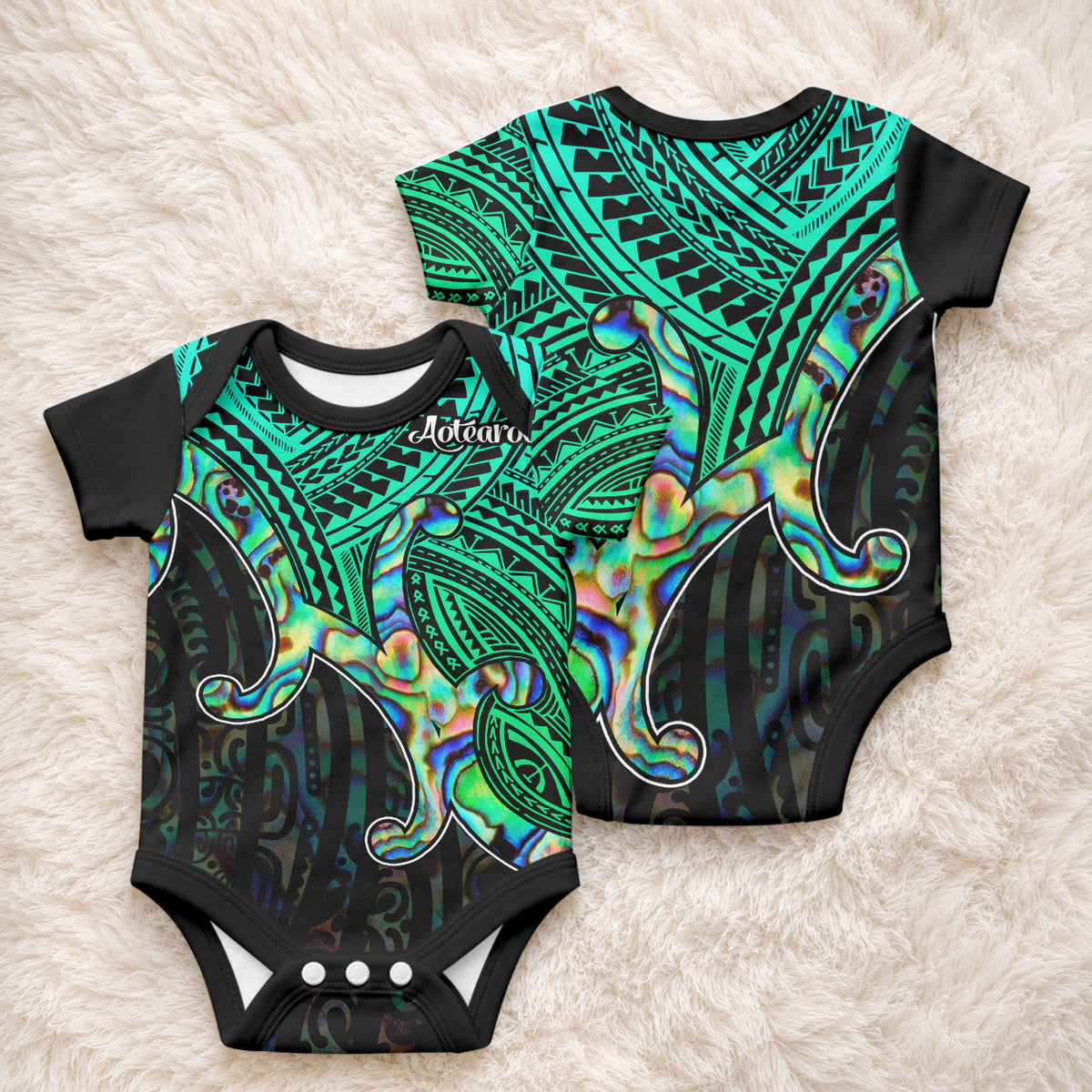 Aotearoa Papua Shell Baby Onesie Maori Tribal Pattern LT9 - Polynesian Pride