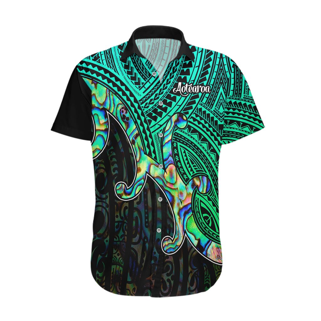 Aotearoa Papua Shell Hawaiian Shirt Maori Tribal Pattern LT9 Green - Polynesian Pride