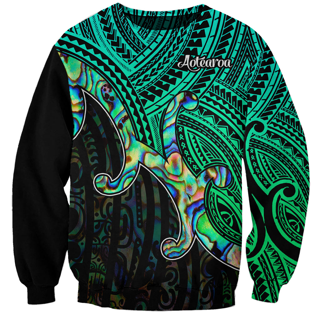 Aotearoa Papua Shell Sweatshirt Maori Tribal Pattern LT9 Unisex Green - Polynesian Pride