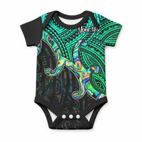 Custom Aotearoa Papua Shell Baby Onesie Maori Tribal Pattern LT9 Green - Polynesian Pride