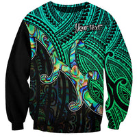 Custom Aotearoa Papua Shell Sweatshirt Maori Tribal Pattern LT9 Unisex Green - Polynesian Pride
