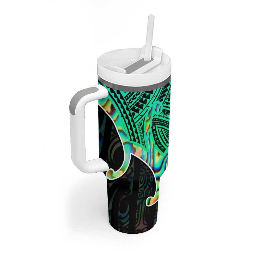 Personalised Aotearoa Papua Shell Tumbler With Handle Maori Tribal Pattern LT9 - Polynesian Pride