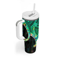 Personalised Aotearoa Papua Shell Tumbler With Handle Maori Tribal Pattern LT9 - Polynesian Pride