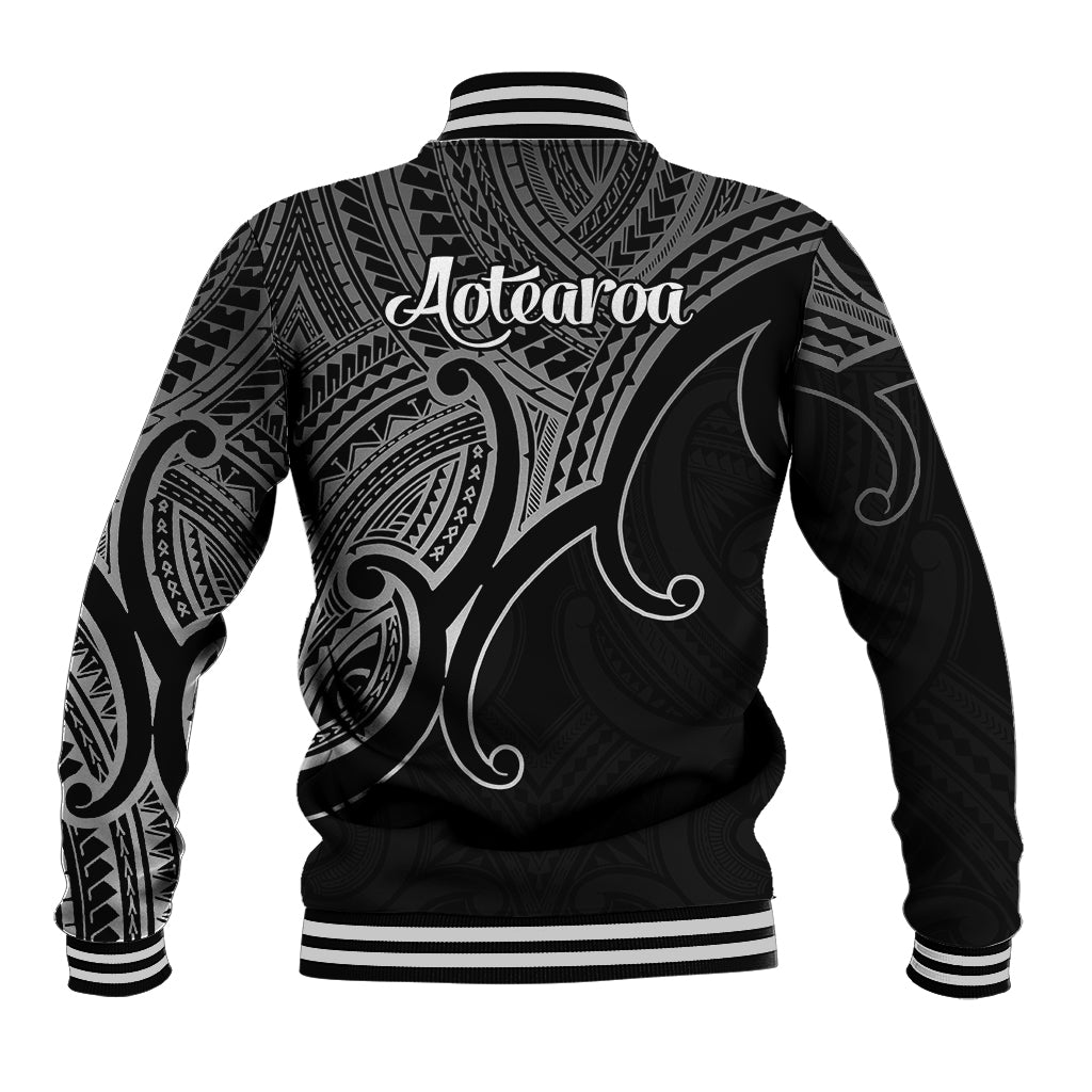 Aotearoa Maori Koru Baseball Jacket Polynesian Pacific Tribal - Black LT9 - Polynesian Pride