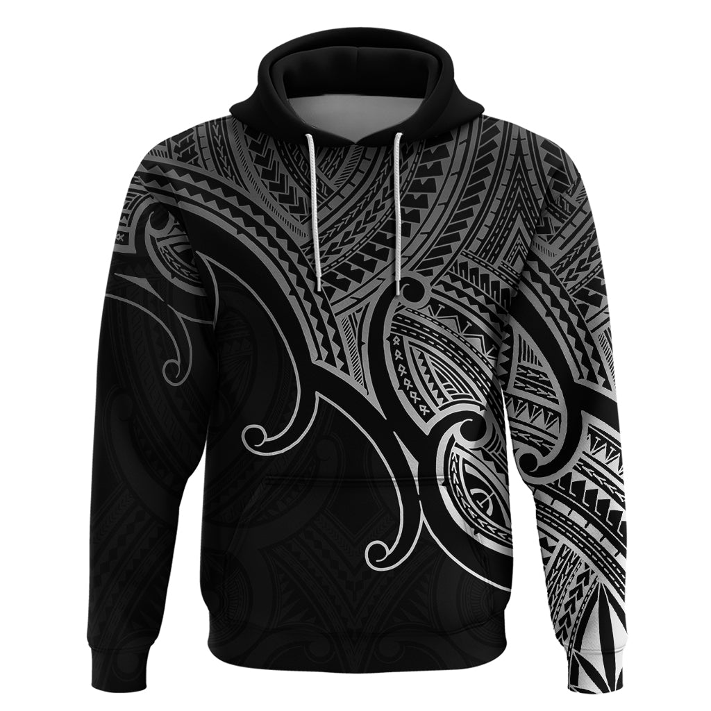 Aotearoa Maori Koru Hoodie Polynesian Pacific Tribal Black LT9 Pullover Hoodie Black - Polynesian Pride