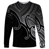 Aotearoa Maori Koru Long Sleeve Shirt Polynesian Pacific Tribal - Black LT9 Unisex Black - Polynesian Pride