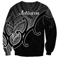 Aotearoa Maori Koru Sweatshirt Polynesian Pacific Tribal - Black LT9 - Polynesian Pride
