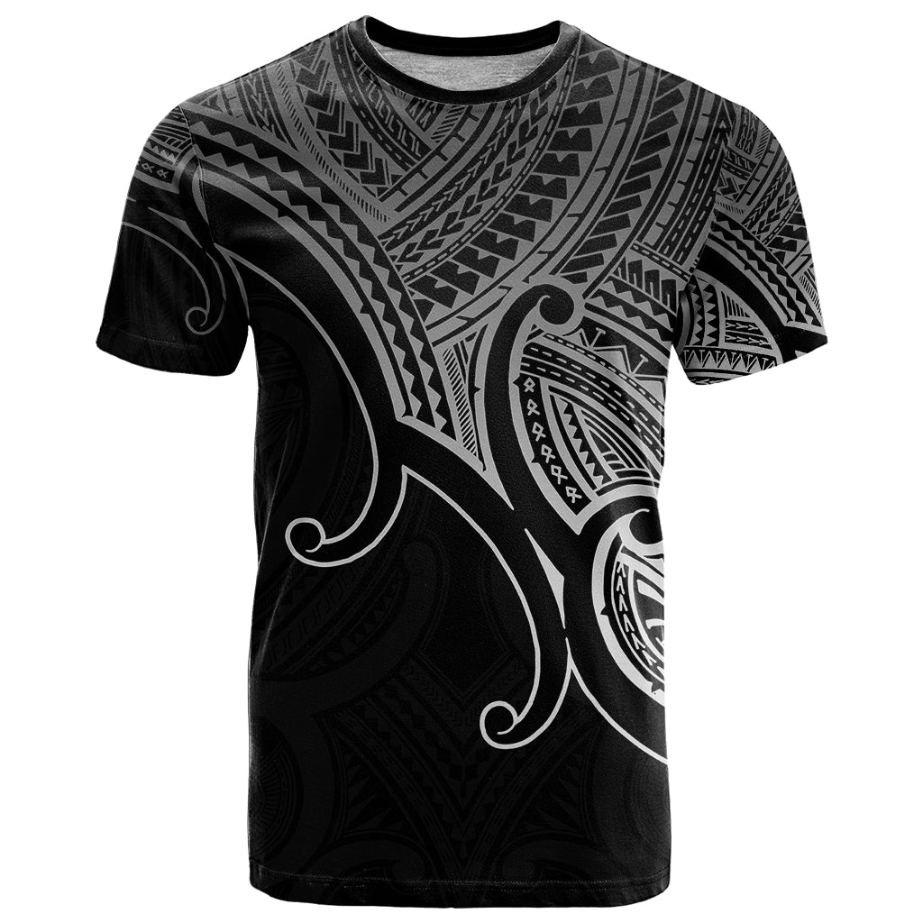 Aotearoa Maori Koru T Shirt Polynesian Pacific Tribal Black LT9 Black - Polynesian Pride