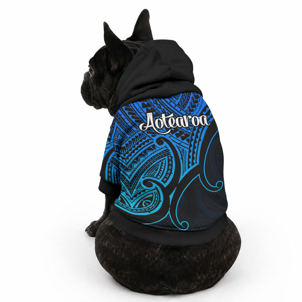 Aotearoa Maori Koru Pet Hoodie Polynesian Pacific Tribal - Blue LT9 - Polynesian Pride