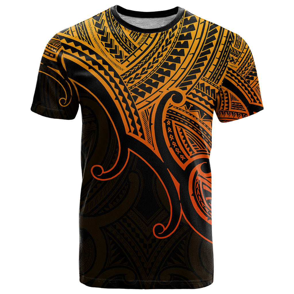Aotearoa Maori Koru T Shirt Polynesian Pacific Tribal Gold LT9 Gold - Polynesian Pride