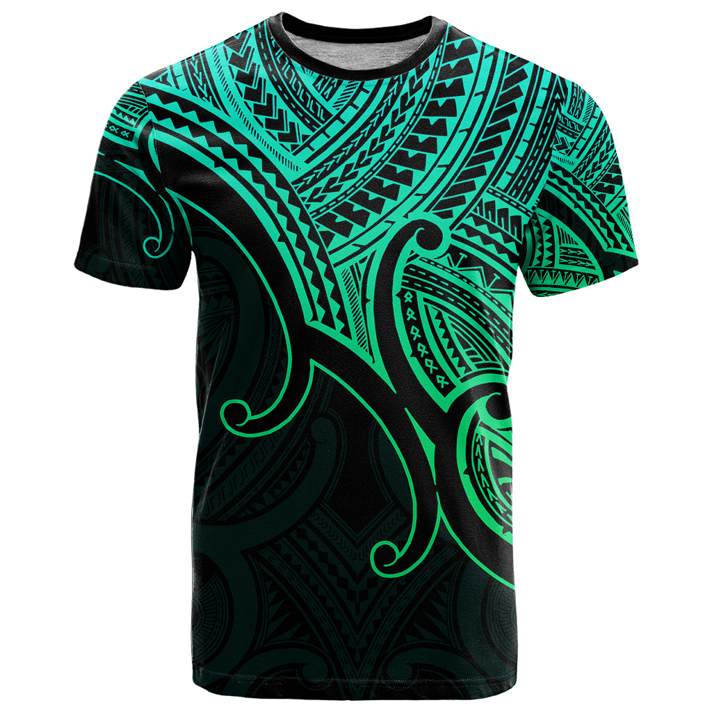 Aotearoa Maori Koru T Shirt Polynesian Pacific Tribal Green LT9 Green - Polynesian Pride