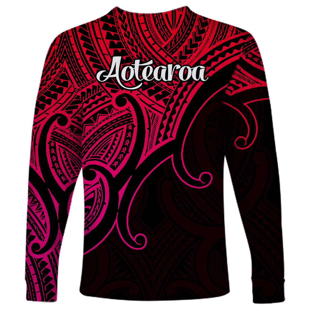 Aotearoa Maori Koru Long Sleeve Shirt Polynesian Pacific Tribal - Pink LT9 - Polynesian Pride