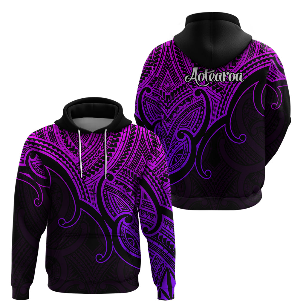 Aotearoa Maori Koru Hoodie Polynesian Pacific Tribal Purple LT9 - Polynesian Pride