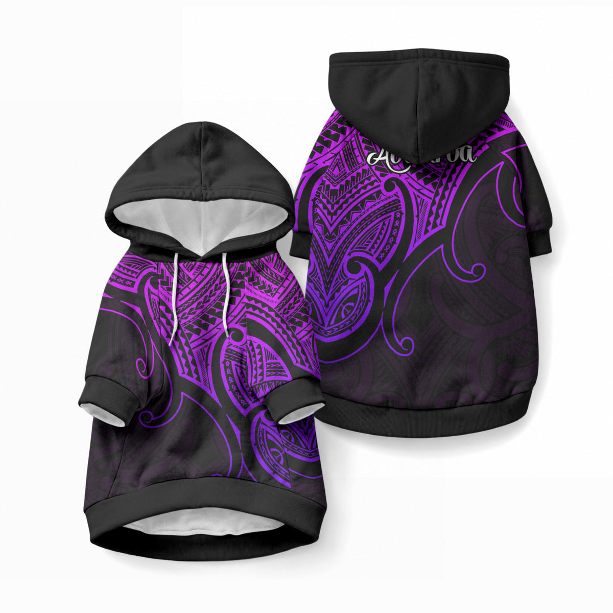 Aotearoa Maori Koru Pet Hoodie Polynesian Pacific Tribal - Purple LT9 Pullover Purple - Polynesian Pride