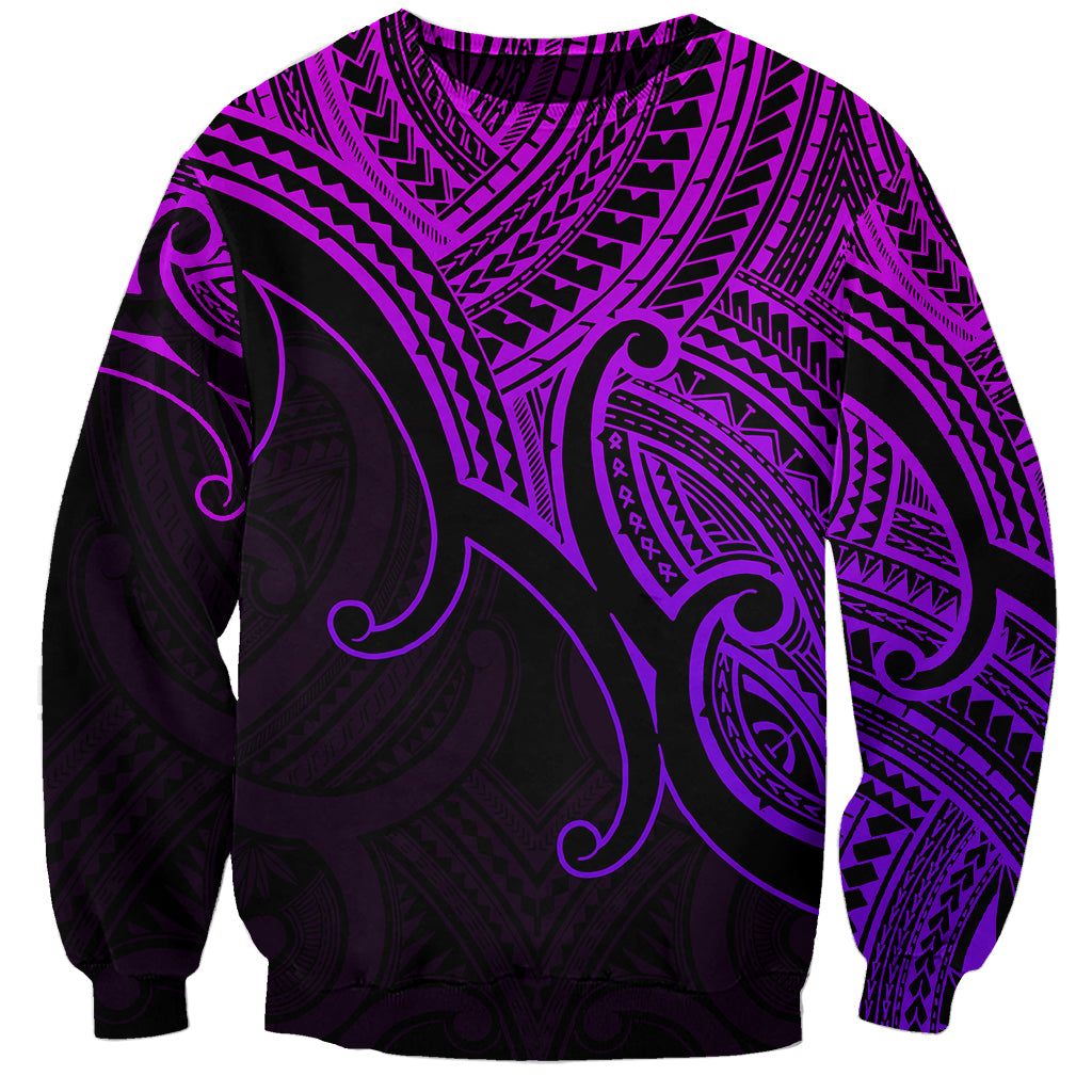 Aotearoa Maori Koru Sweatshirt Polynesian Pacific Tribal - Purple LT9 Unisex Purple - Polynesian Pride